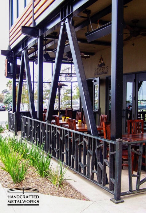 Custom railings hospitality metalworks restaurant railing