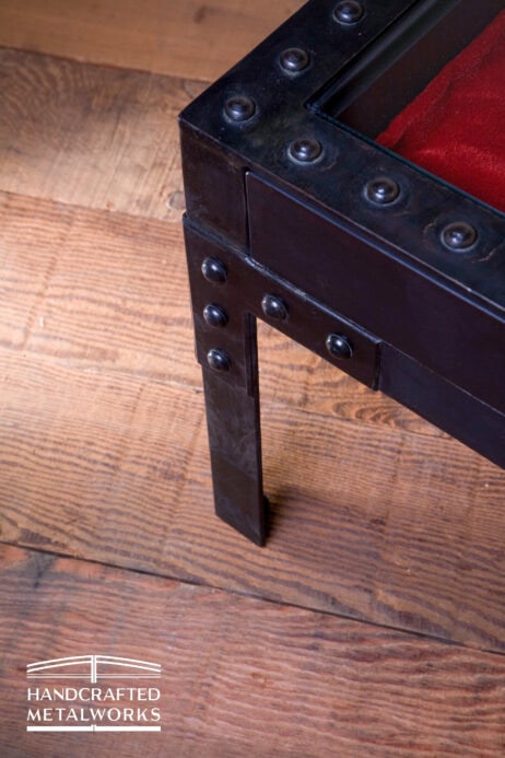 Custom furniture hospitality metalwork table detail