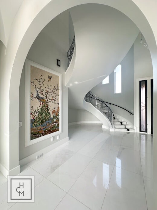 Custom stair railing modern intricate geometric