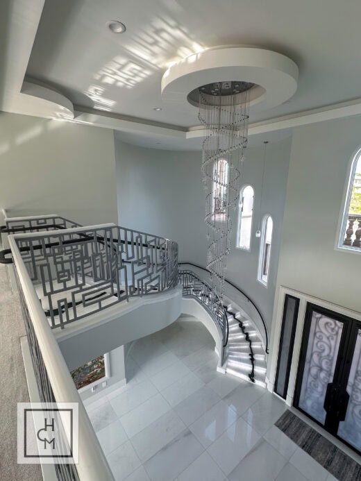 Custom stair railing modern intricate geometric